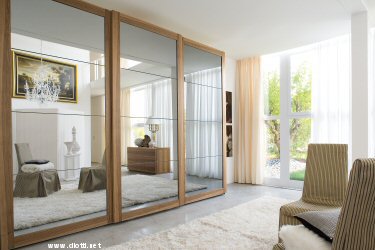 Avenue armadio 3 ante scorrevoli telaio legno noce pannelli specchio